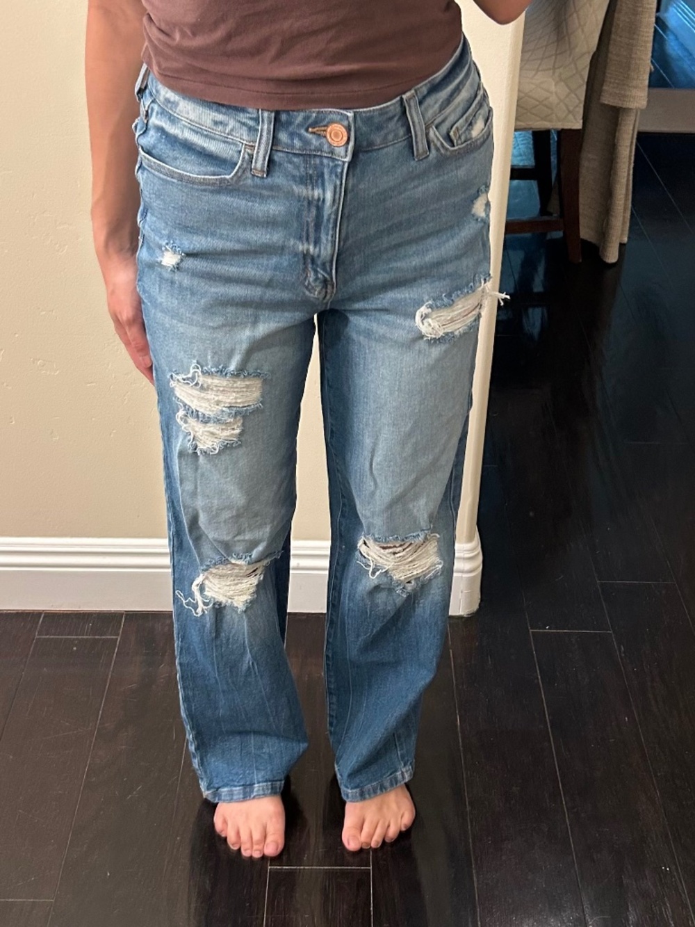 SO Highest Rise Straight Leg Distressed Jeans